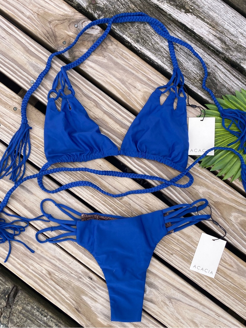 ACACIA Set - Tunnels Triangle Bikini Top & Maui Cheeky Bottom in Oxford - XL